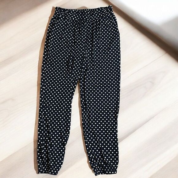 Lands' End Black and White Polka Dotted Slinky Pants Size Medium 10-12 - Picture 1 of 10